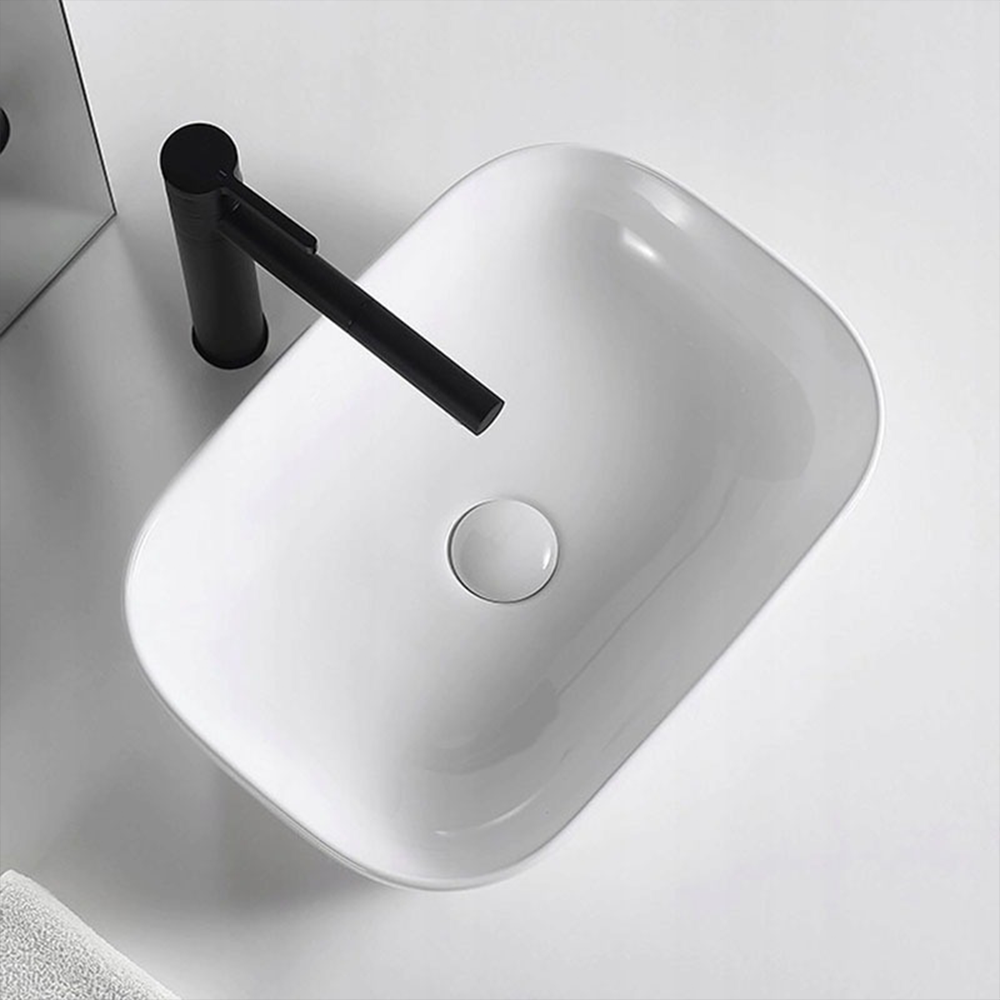 Umywalka ceramiczna Rebiko 460x330x140 mm – biała, nowoczesna i minimalistyczna