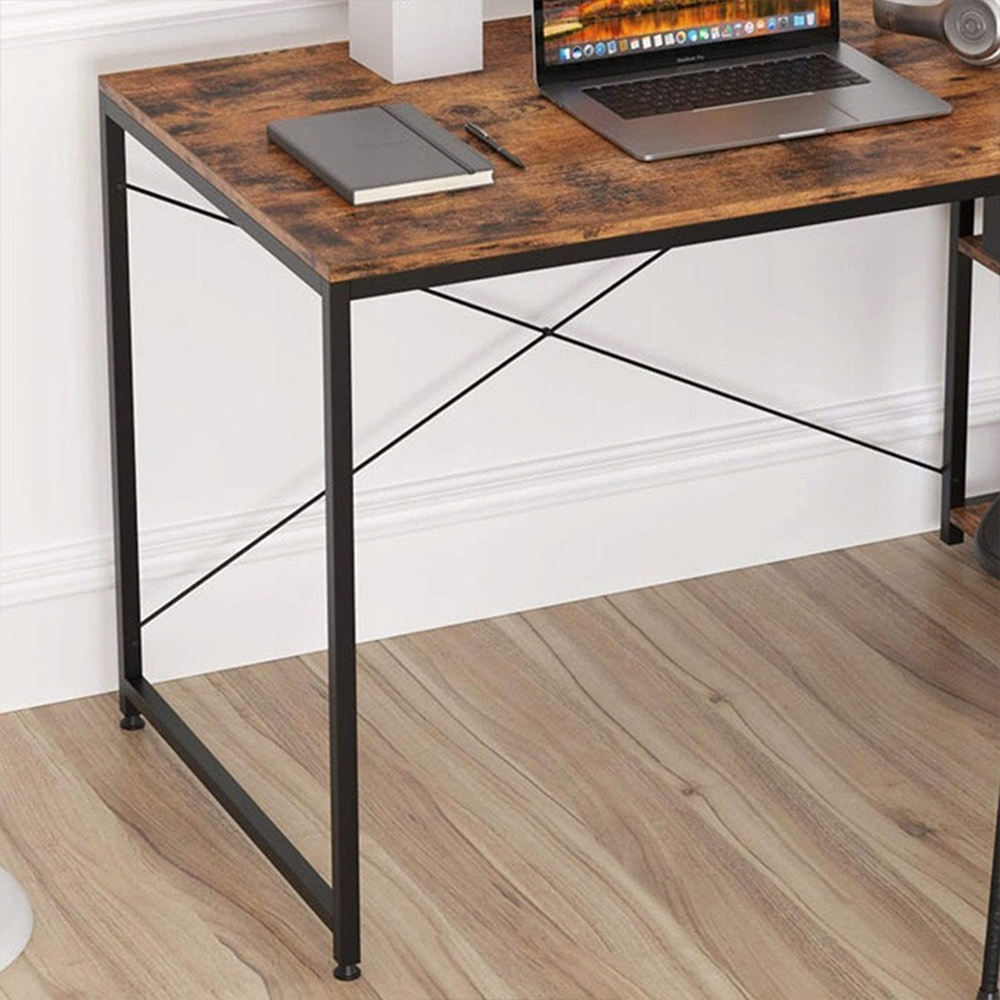 Biurko industrialne z wbudowanym regałem 120x60x120 cm – metal i płyta MDF, nowoczesny design