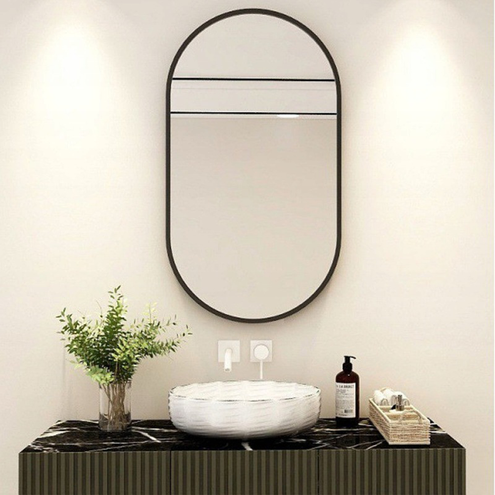 Lustro dekoracyjne 75x40 cm – nowoczesny design, łatwy montaż do łazienki i sypialni