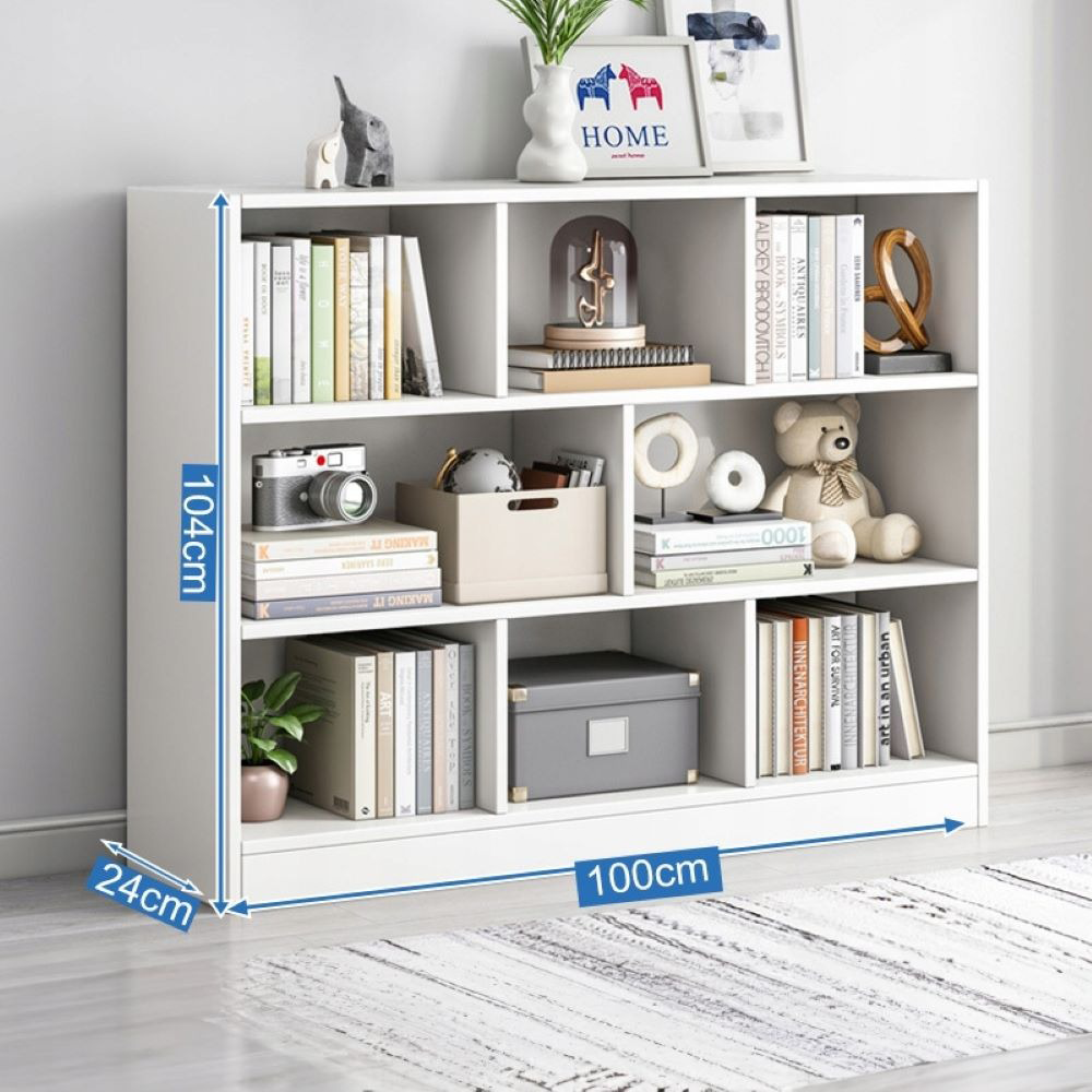 Biały regał 100x24x104 cm – 6 otwartych półek, styl skandynawski, nowoczesny