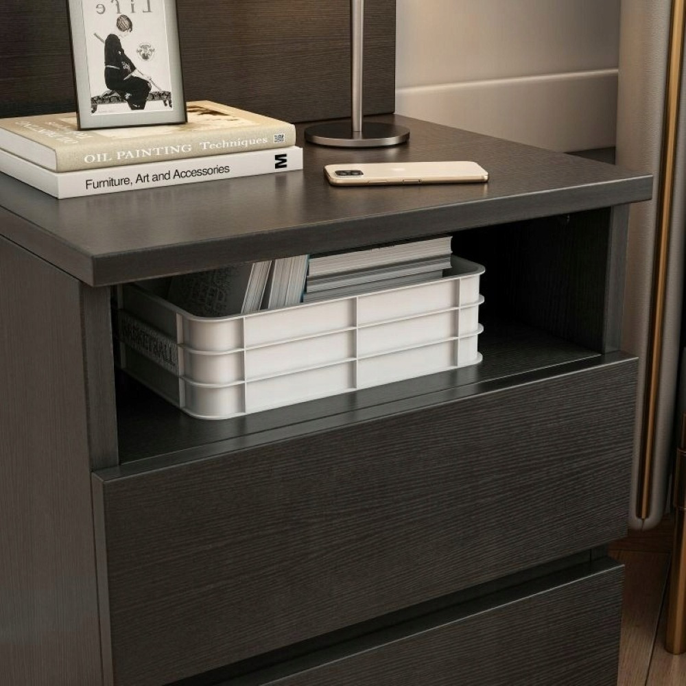 Nowoczesna szafka nocna 40 cm – 2 szuflady, loftowy design, MDF