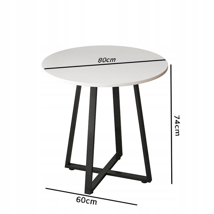 Okrągły stolik kawowy loft 80 cm – biały stolik industrialny o stabilnej metalowej konstrukcji