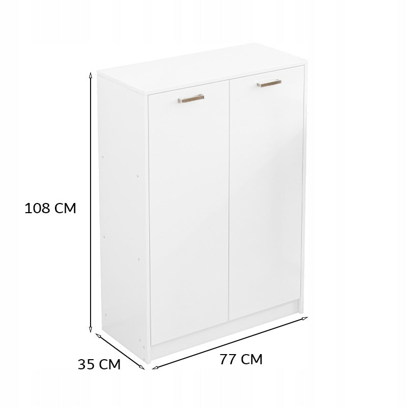 Biała szafka biurowa loft 108 cm – 2 drzwi, przestronne półki, niezależna