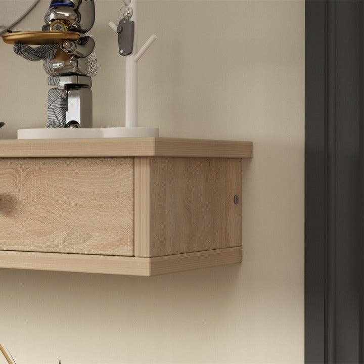 Półka Wisząca z Drzwiczkami 64 cm Jasny Brąz Szafka Ścienna Loft Nowoczesna