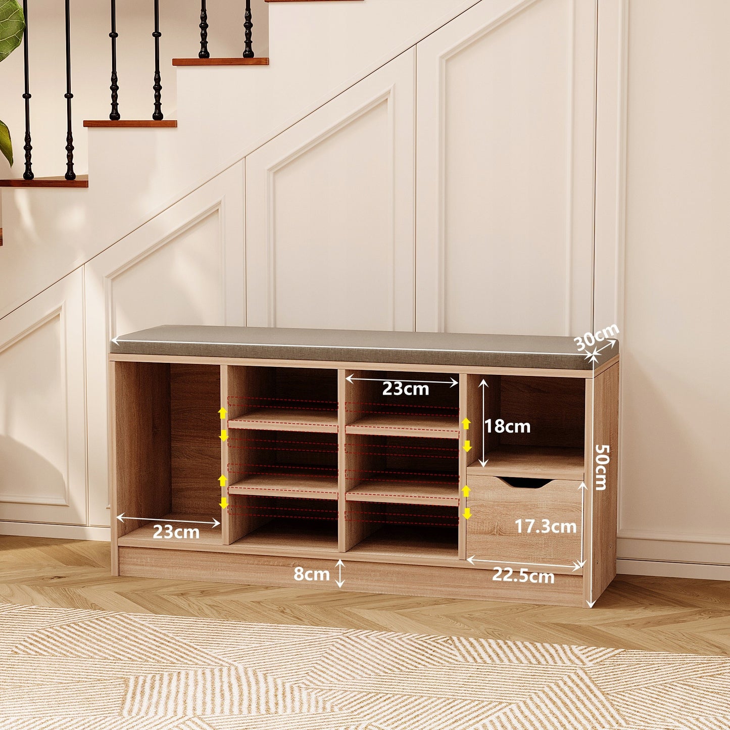 Szafka na buty z siedziskiem loft sonoma - 100cm
