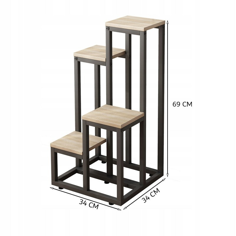 Metalowy stojak na rośliny 4 poziomy – elegancki regał na doniczki do domu i ogrodu