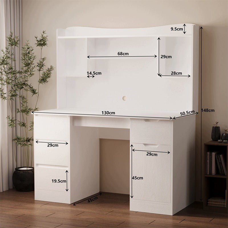 Biurko białe duże z nadstawką, 130 cm