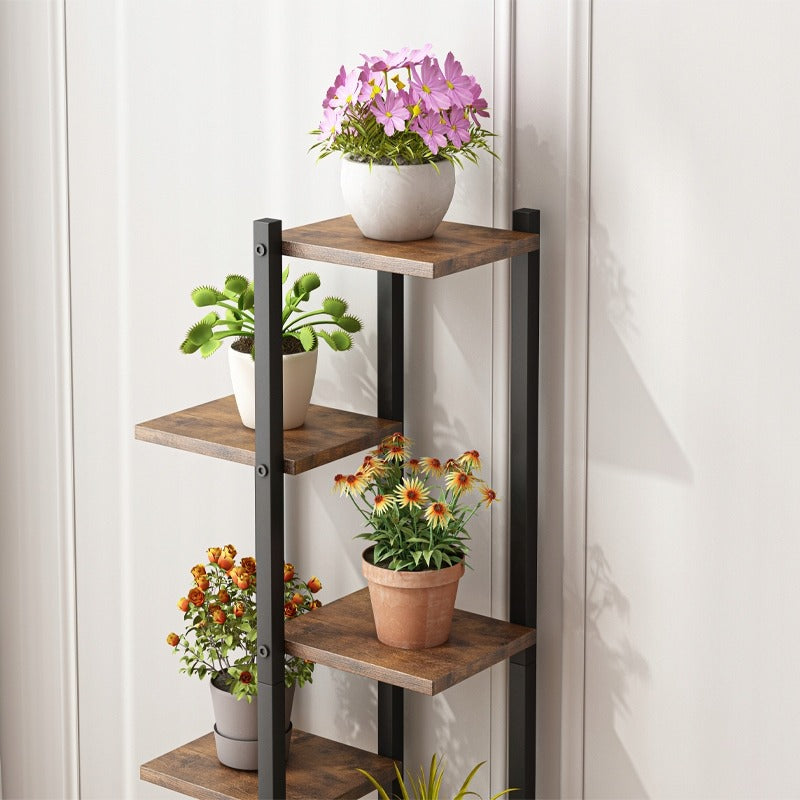 Kwietnik metalowy z półkami – 113 cm, styl industrialny