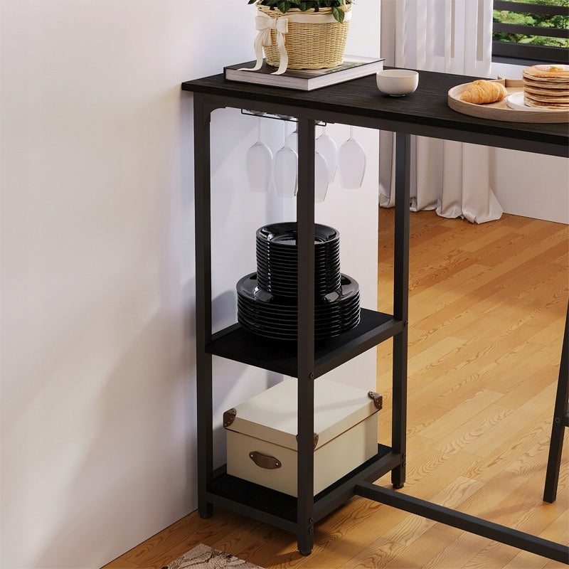 Zestaw barowy - stół + 2 krzesła – czarny – nowoczesny