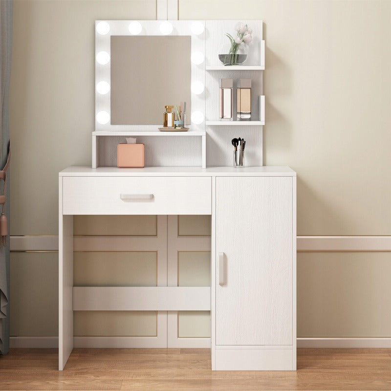Toaletka kosmetyczna z lustrem led - biała, 90 cm