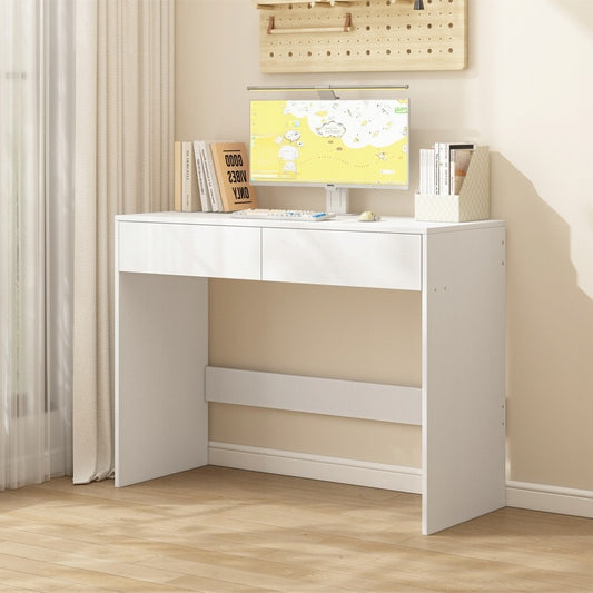 Biurko komputerowe białe 100 cm – nowoczesne, loft, 2 szuflady, stół toaletka