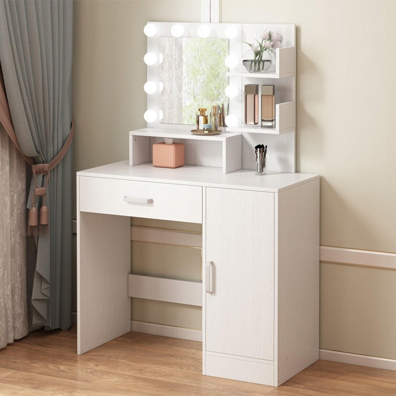Toaletka kosmetyczna z lustrem led - biała, 90 cm