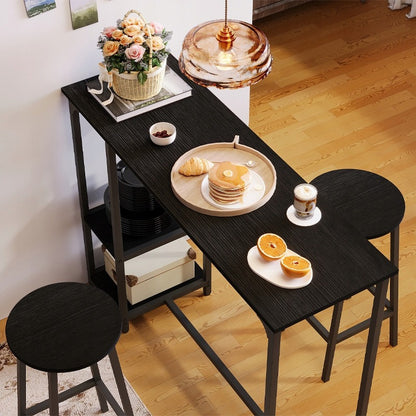 Zestaw barowy - stół + 2 krzesła – czarny – nowoczesny