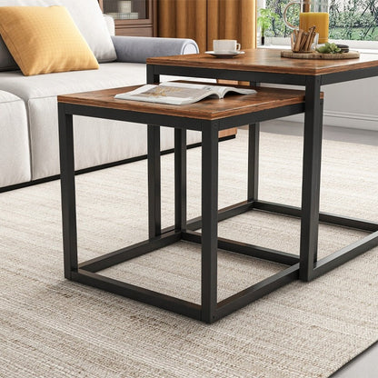 Zestaw 2 stolików kawowych 2 w 1 – składane stoliki kwadratowe do salonu