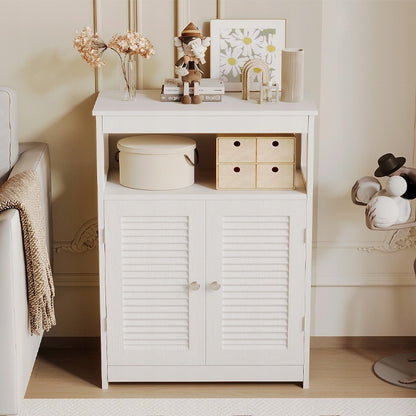 Komoda łazienkowa z półką – 2 drzwi – styl skandynawski / loft – biała