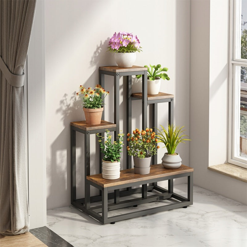 Rustykalny stojak na rośliny 67 cm – elegancki regał na doniczki na nóżkach