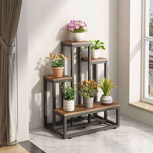 Rustykalny stojak na rośliny 67 cm – elegancki regał na doniczki na nóżkach