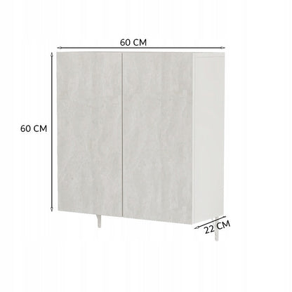 Szafka łazienkowa 60x60x22 cm z lustrem – biała, 2 drzwi, nowoczesny design
