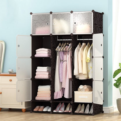 Składana szafa modułowa 165x110 cm – lekka i trwała szafa z metalową ramą, idealna do małych pomieszczeń