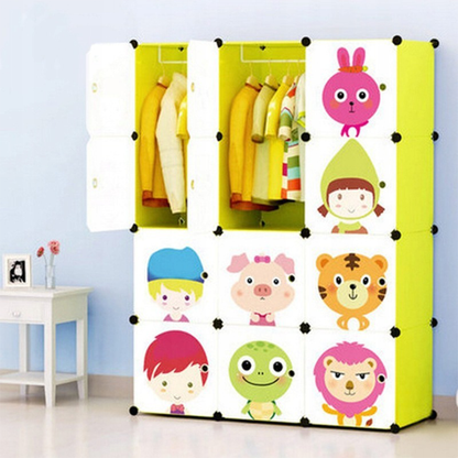 Składana szafa modułowa dla dzieci 146x110x36 cm – kolorowe wzory, metalowy stelaż