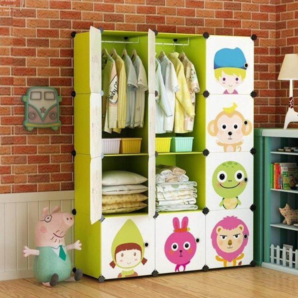 Składana szafa modułowa dla dzieci 146x110x36 cm – kolorowe wzory, metalowy stelaż