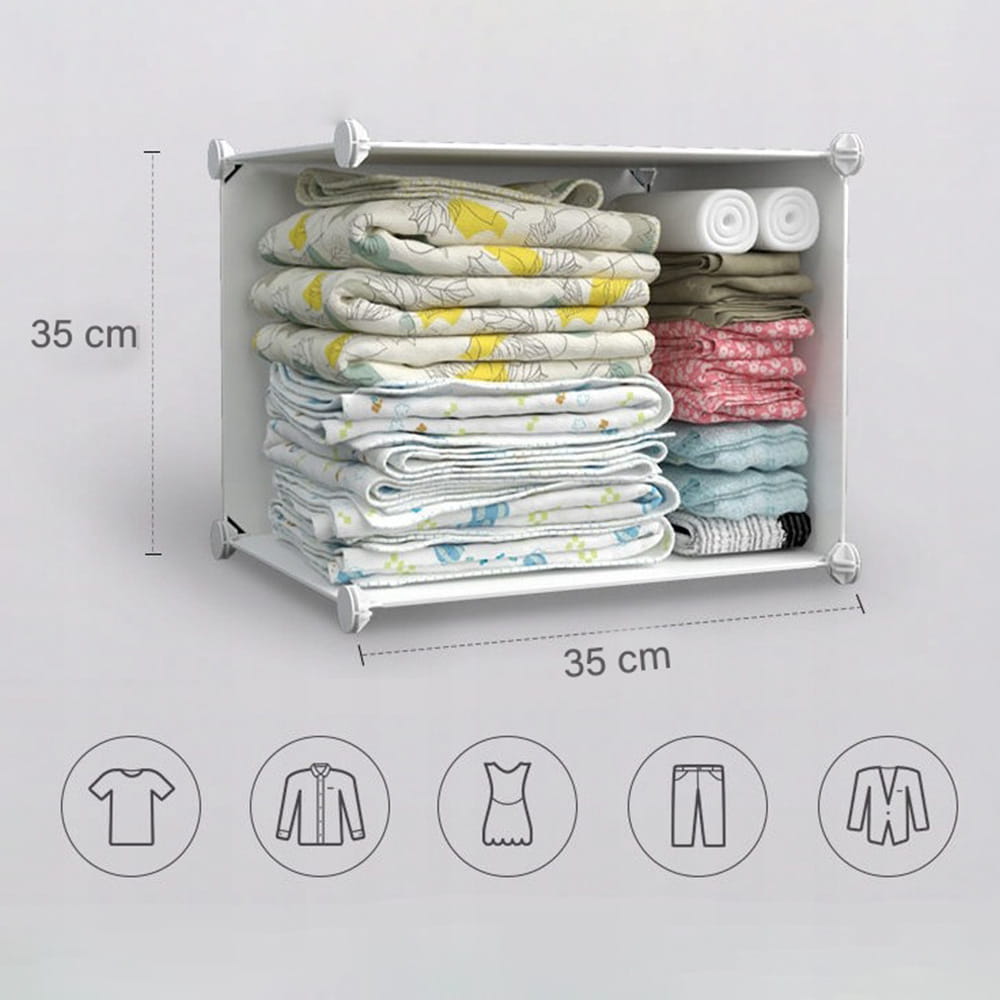 Modułowa szafa 110x147x47 cm – z tworzywa sztucznego, na ubrania, zabawki i obuwie