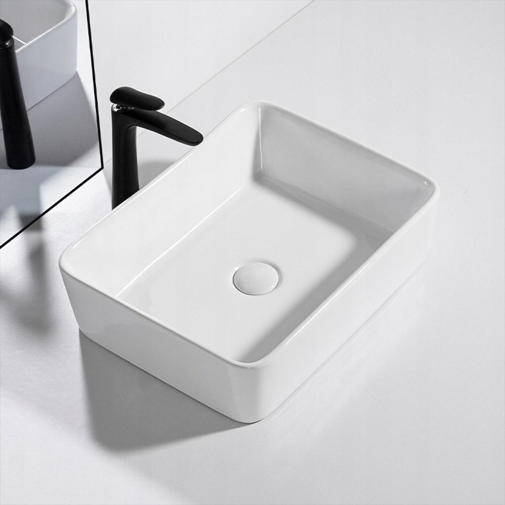 Umywalka ceramiczna Rebiko 490x380x140 mm – biała, nowoczesna i minimalistyczna