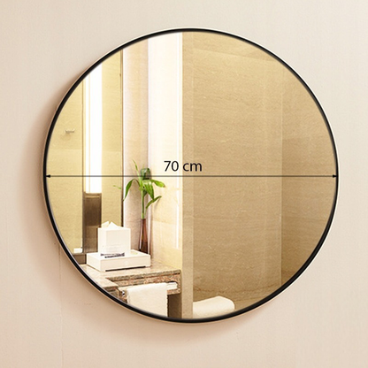 Okrągłe lustro 70 cm – cienka rama, nowoczesny design, elegancka dekoracja do wnętrz