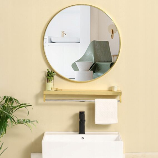 Okrągłe lustro ze złotą ramą 60 cm – elegancki design do łazienki i sypialni
