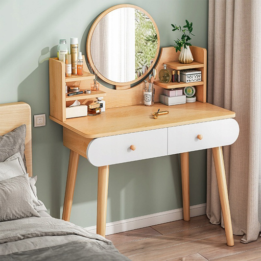 Toaletka z okrągłym lustrem 80x40x120 cm – klasyczny styl i nowoczesna funkcjonalność