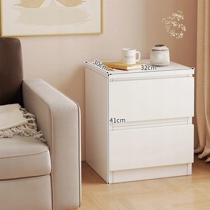 Biały stolik nocny 41×32×30 cm – z szufladami, nowoczesny design