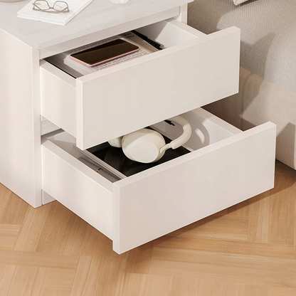 Biały stolik nocny 41×32×30 cm – z szufladami, nowoczesny design