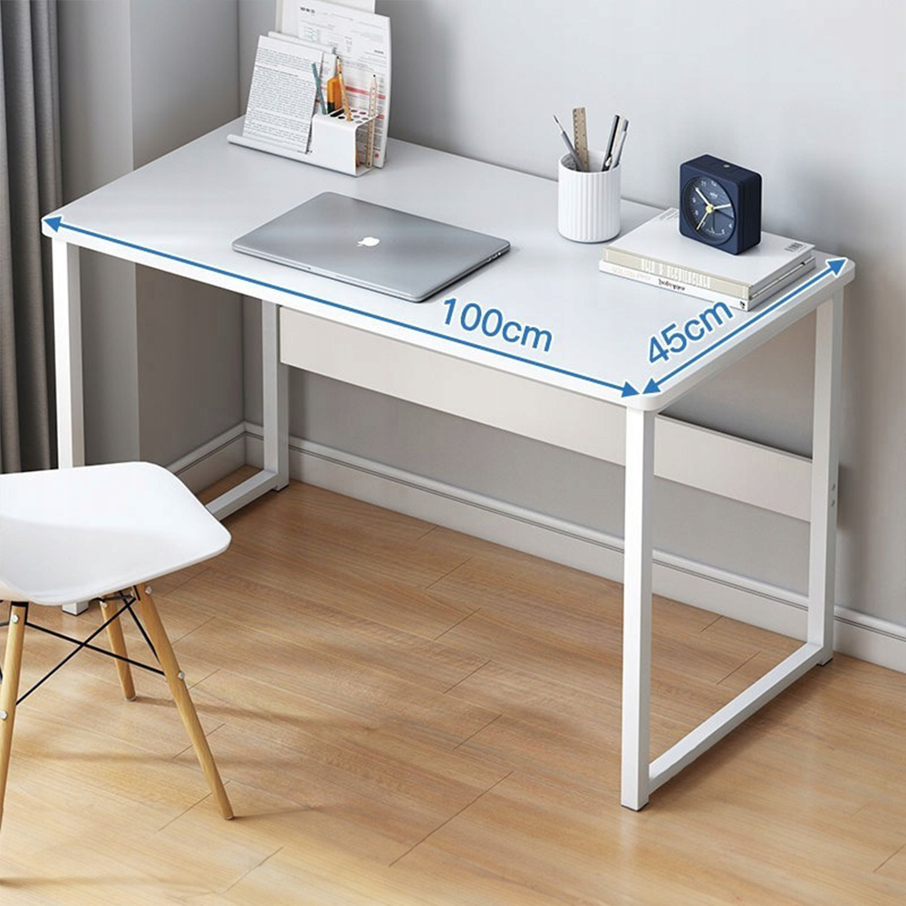 Nowoczesne białe biurko młodzieżowe 100x45x73 cm – wbudowana półka, MDF, elegancki design