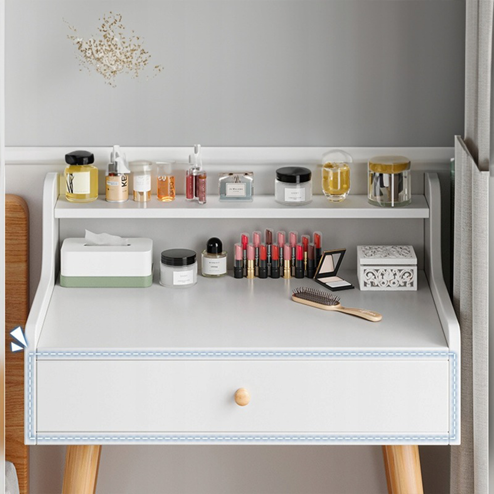 Biała toaletka z lustrem 70x40x85 cm – styl skandynawski, nowoczesna