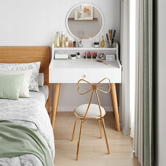 Biała toaletka z lustrem 70x40x85 cm – kompaktowa, nowoczesna i elegancka