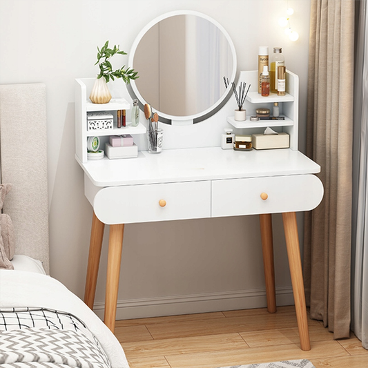 Biała toaletka z lustrem 80x40x120 cm – nowoczesny mebel do sypialni i łazienki