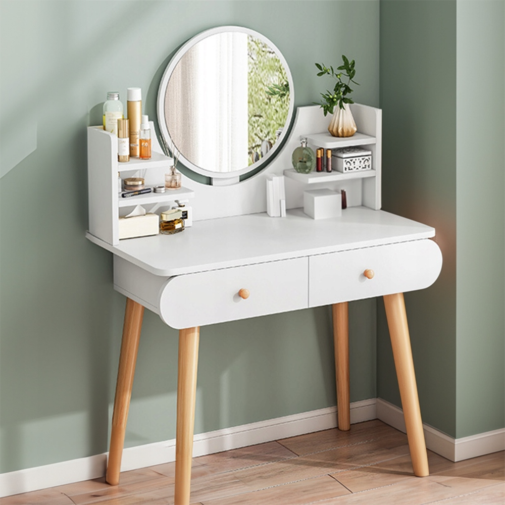 Biała toaletka z lustrem 80x40x120 cm – nowoczesny mebel do sypialni i łazienki