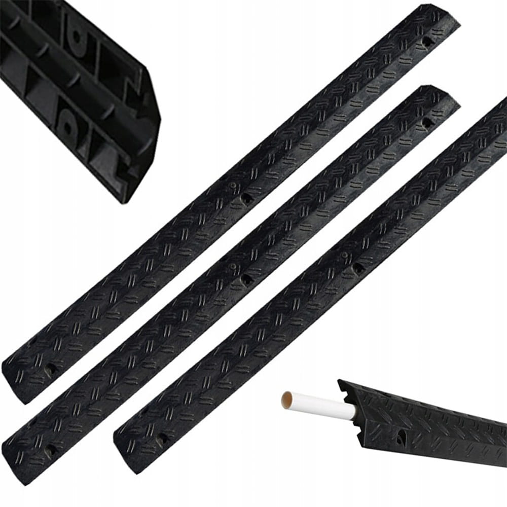 Zestaw 3 ramp ochronnych do kabli 100x10x2 cm – solidna ochrona kabli zewnętrznych