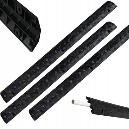 Zestaw 3 ramp ochronnych do kabli 100x10x2 cm – solidna ochrona kabli zewnętrznych