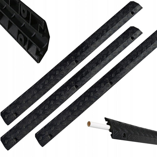 Zestaw 3 ramp ochronnych do kabli 100x10x2 cm – solidna ochrona kabli zewnętrznych