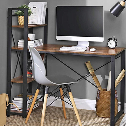 Biurko industrialne z wbudowanym regałem 120x60x120 cm – metal i płyta MDF, nowoczesny design