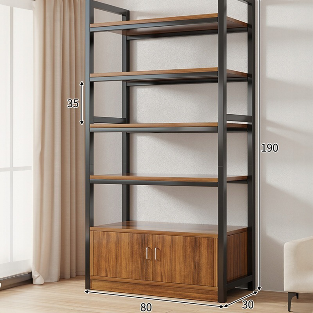Pionowa biblioteczka z dolną szafką 190x80x30 cm – styl industrialny, loftowy design