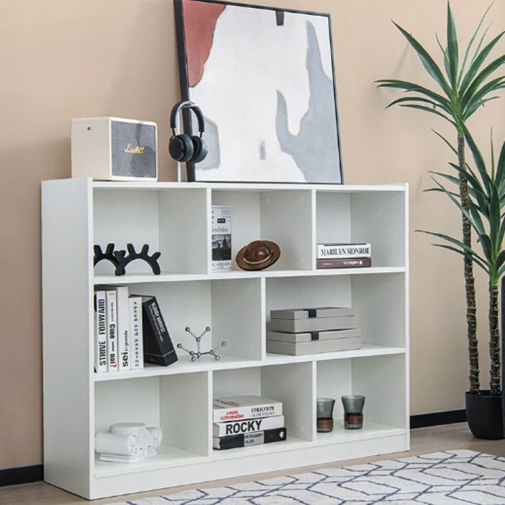 Biały regał 100x24x104 cm – 6 otwartych półek, styl skandynawski, nowoczesny