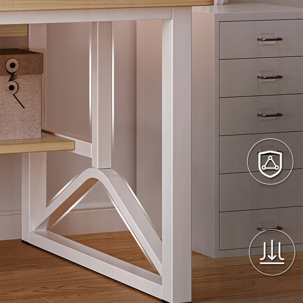 Biurko komputerowe z regałem 120×60×150 cm - jasny dąb, nowoczesny styl loftowy