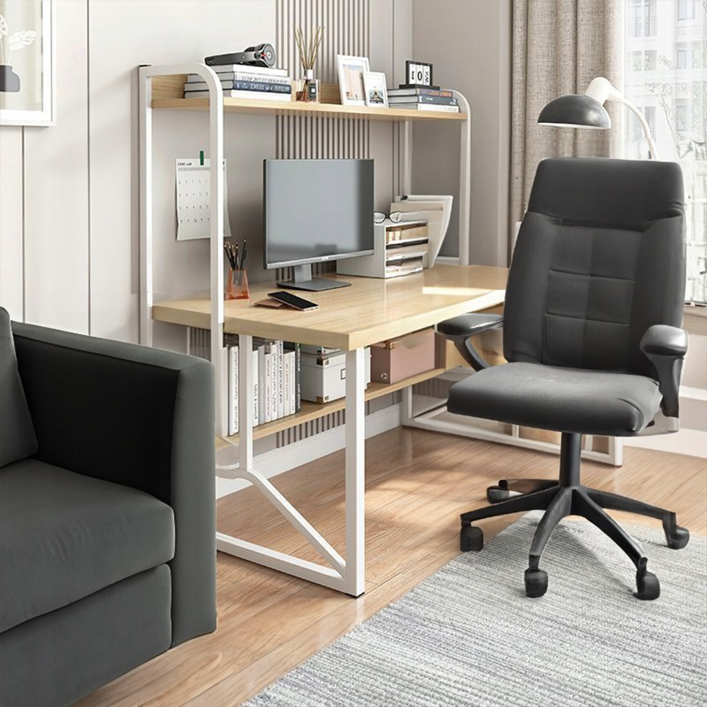 Biurko komputerowe z regałem 120×60×150 cm - jasny dąb, nowoczesny styl loftowy