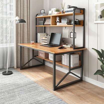 Biurko komputerowe loft ciemny buk 120×60×150 cm – nowoczesne biurko na laptopa i do gamingu