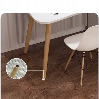 Nowoczesne białe biurko 100x50x73 cm – z szufladami i półkami, idealne do domu i biura