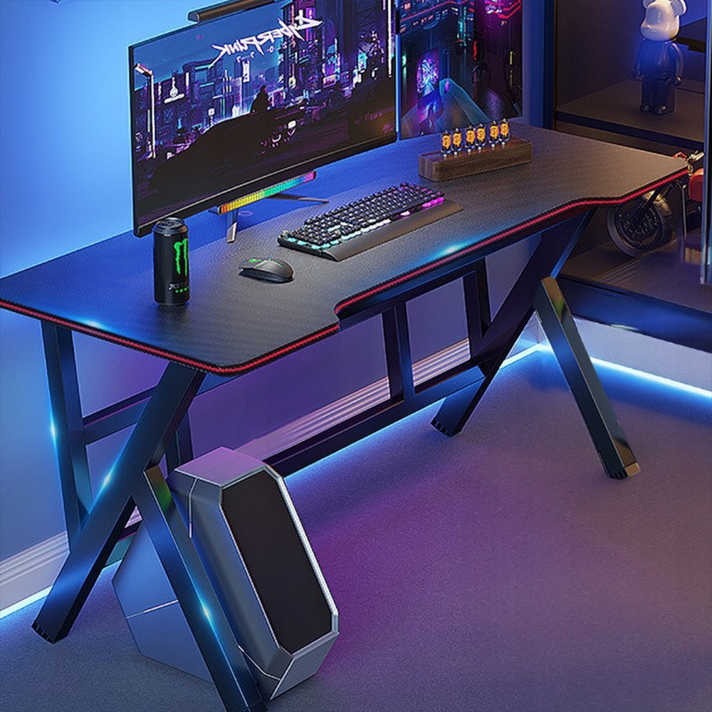 Biurko gamingowe czarne 120x60x74 cm – ergonomiczne, dużo miejsca do gier i pracy