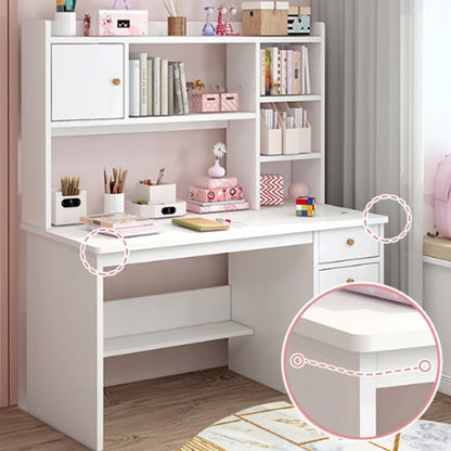 Białe loftowe biurko 120 cm z 7 półkami - nowoczesny skandynawski design