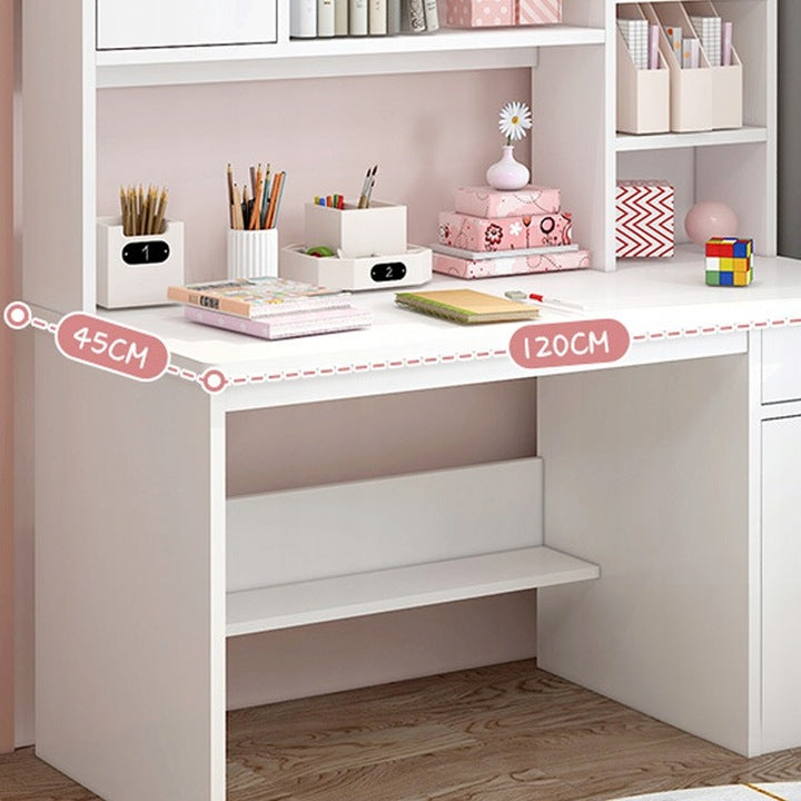 Białe loftowe biurko 120 cm z 7 półkami - nowoczesny skandynawski design